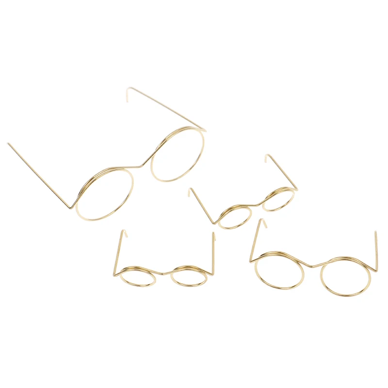 10pcs New Fashion Gold Round Glasses Frame Lensless For Doll Decor Accessories