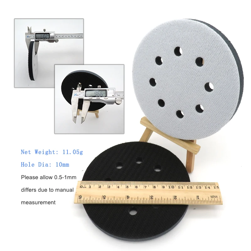 Cuscinetti di interfaccia a densità morbida da 5 pollici 125MM 8 fori Hook and Loop 5 "cuscino di supporto tampone in spugna (Set di 5)