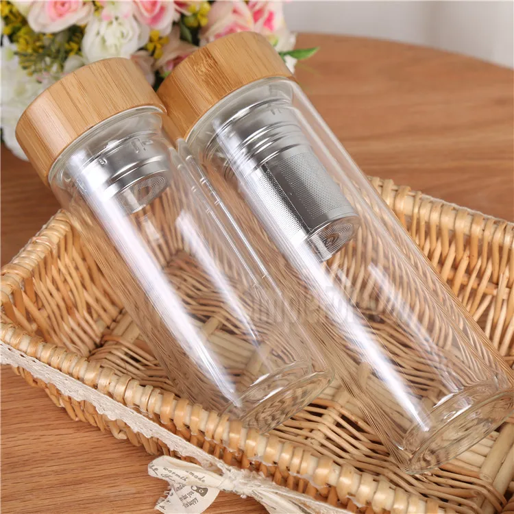 Tea Filter Cups with Bamboo Lid Portable Tea Cup 350ml 450ml