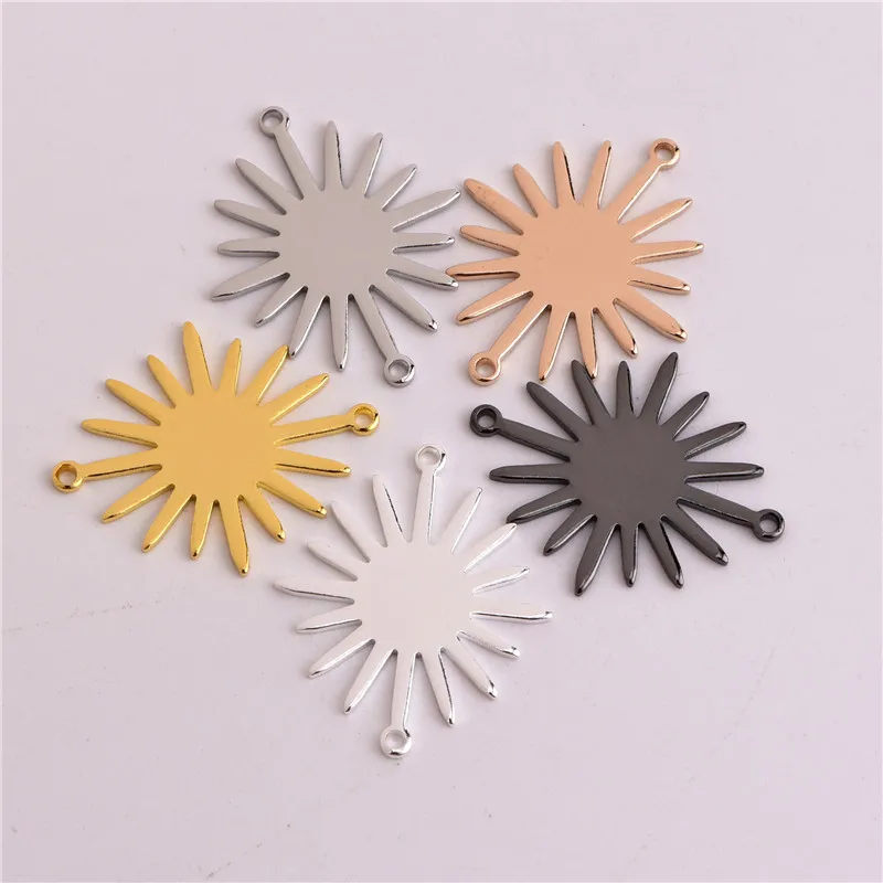 10 pezzi 26.6*22.3 millimetri in ottone doppio appeso lucido sun flower pendente di fascino DIY del braccialetto della collana dei monili accessori