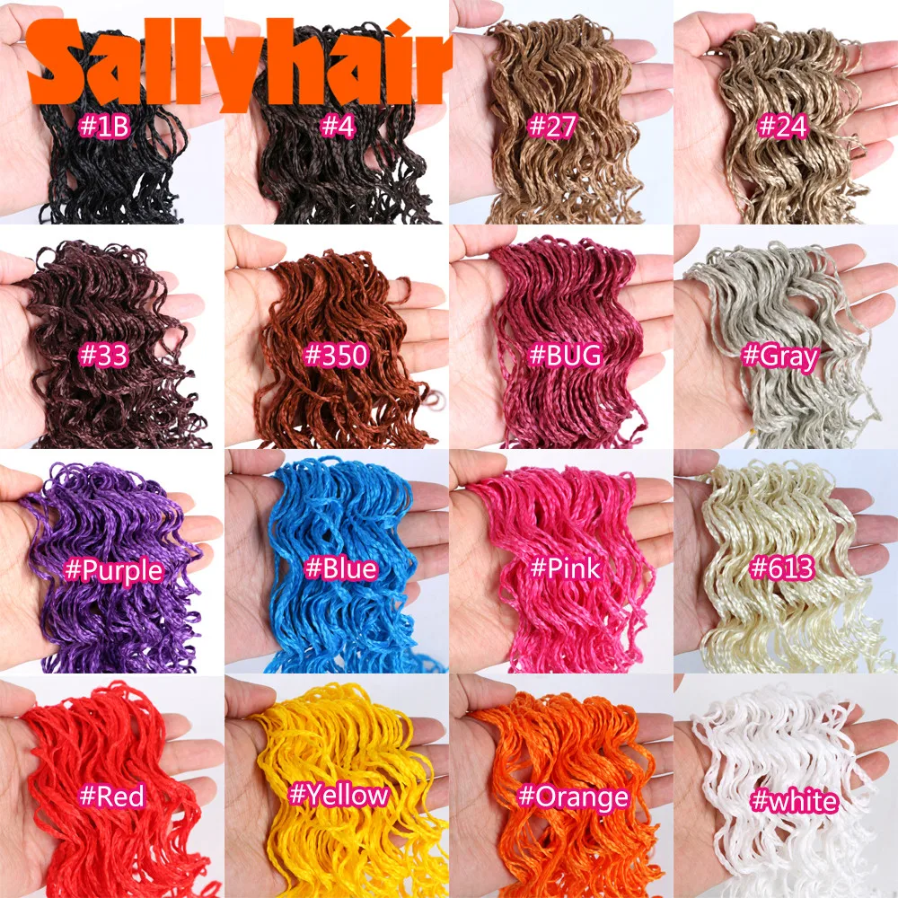 Sallyhair Zizi-trenzas Micro Crochet Box, extensiones de cabello sintético, color gris, Morado, rosa, marrón, castaño, ganchillo