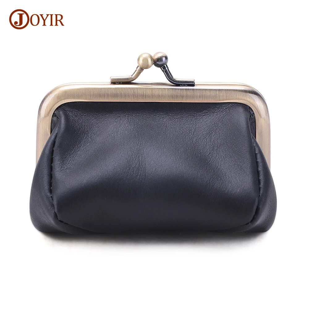 JOYIR Genuine Leather Metal Hasp Money Coin Purse Women Men Coin Purse Slim Wallet Card Holder Fashion Small Unisex Mini Wallet