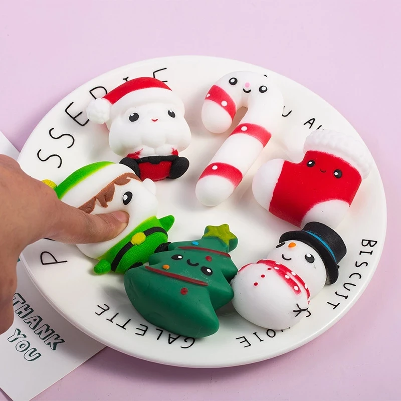 

Xmas Squishy Cute Santa Claus Snowman Anti-stress Squeeze Rising Soft Sticky Stress Relief Christmas Fun Joke Toy Party Gifts