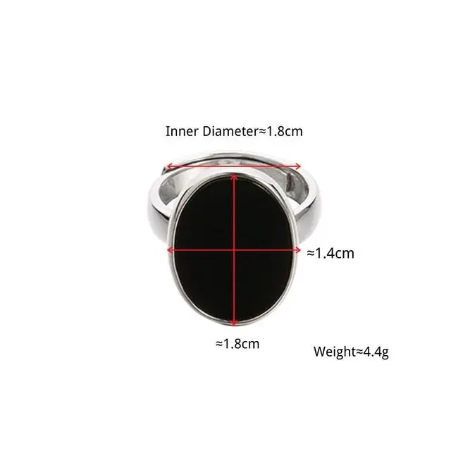 여성용 블랙 드롭 유약 타원형 실버 컬러 오픈 링, 파티 쥬얼리 선물, 심플한 패션