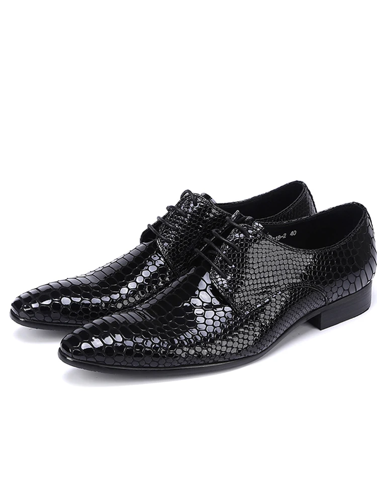 Autumn Male Trend Tip Serpentine Cowhide Formal wear Luxury Leather shoes Man Frenulum Ventilation Popular Men\'s wedding shoes