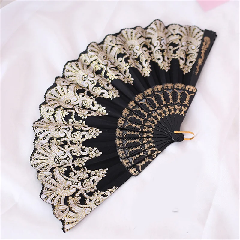 1 Pcs Japanse Stijl Lolita Wit/Zwart Vouwen Fan Retro Decor Accessoires Voor Kostuum Cosplay Prop Vrouwen Meisje Gift