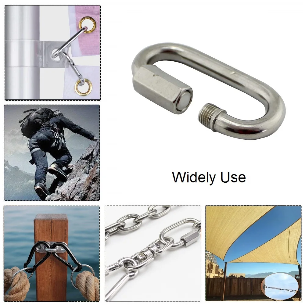 1PCS Quick Link Stainless Steel 304 Chain Connector Heavy Duty D Shape Locking Looks for and Outdoor Equipment