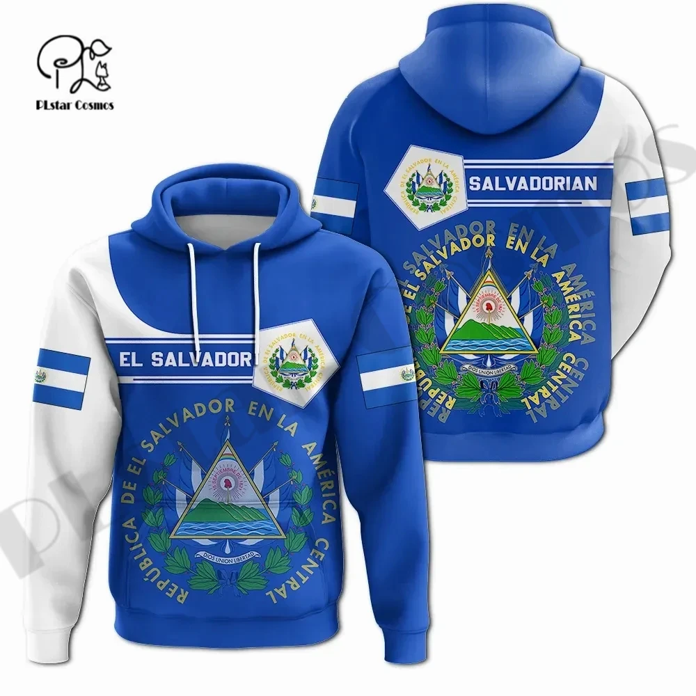 PLstar Cosmos 3DPrint Newest El Salvador Flag Country Unique Unisex Men/Women Hrajuku Streetwear Casual Hoodies/Zip/Sweatshirt 4