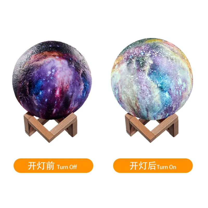 โคมไฟตั้งโต๊ะ Night Light ดวงจันทร์ Starry Sky Earth รีโมทคอนโทรล Touch Pat PVC Pelindung Mata และประหยัดพลังงาน