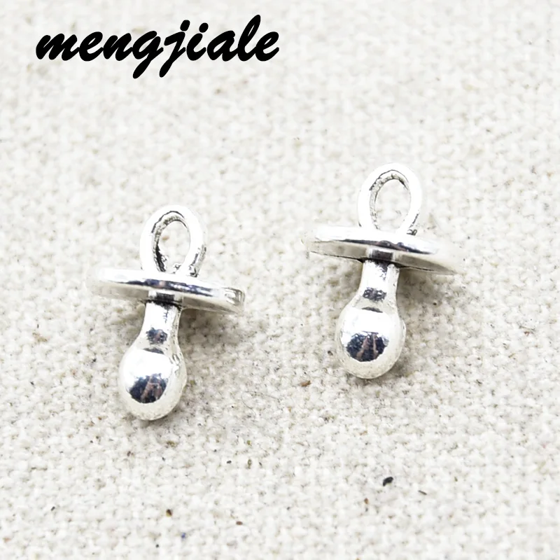25pcs Wholesale Antique Silver Baby Pacifier Charms Alloy Metal Pendants For DIY Handmade Jewelry Accessories Making 13*10mm