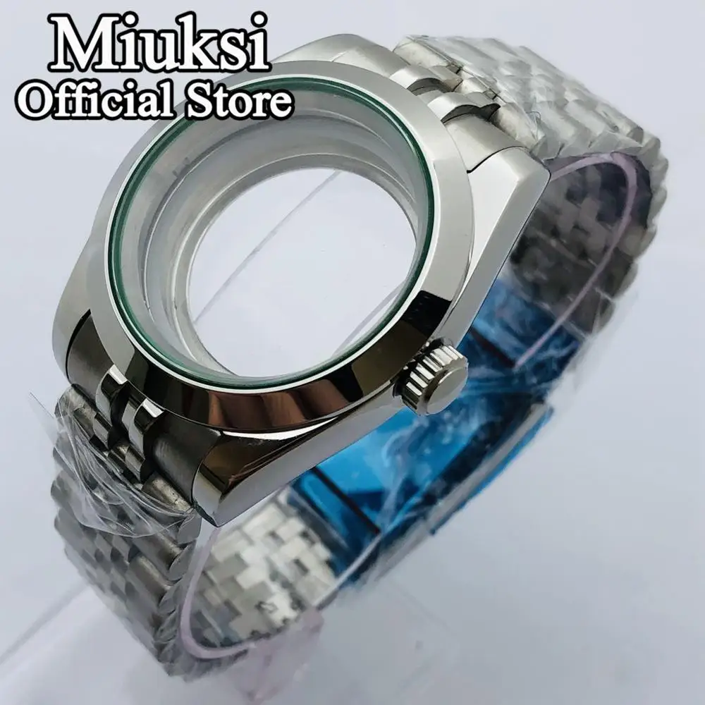 Miuksi 36mm/40mm sapphire glass silver watch case fit NH35 NH36 ETA2824 2836 Mingzhu DG2813 3804 Miyota8205 8215 PT5000 movement