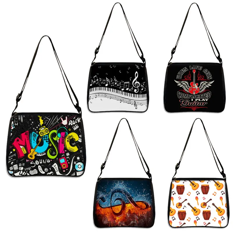 

Piano Music Note Print Handbags Fashion Women Messenger Bag Girls Shoulder Storage Bags for Travel Ladies Guitar Crossbody Bag