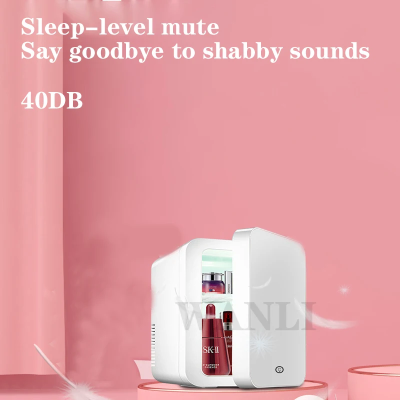 8L Trang Điểm Mini Tủ Lạnh Di Động Đựng Mỹ Phẩm Tủ Lạnh Led Kính Cường Lực Mát Ấm Tủ Nhà Xe Kép 12V/220