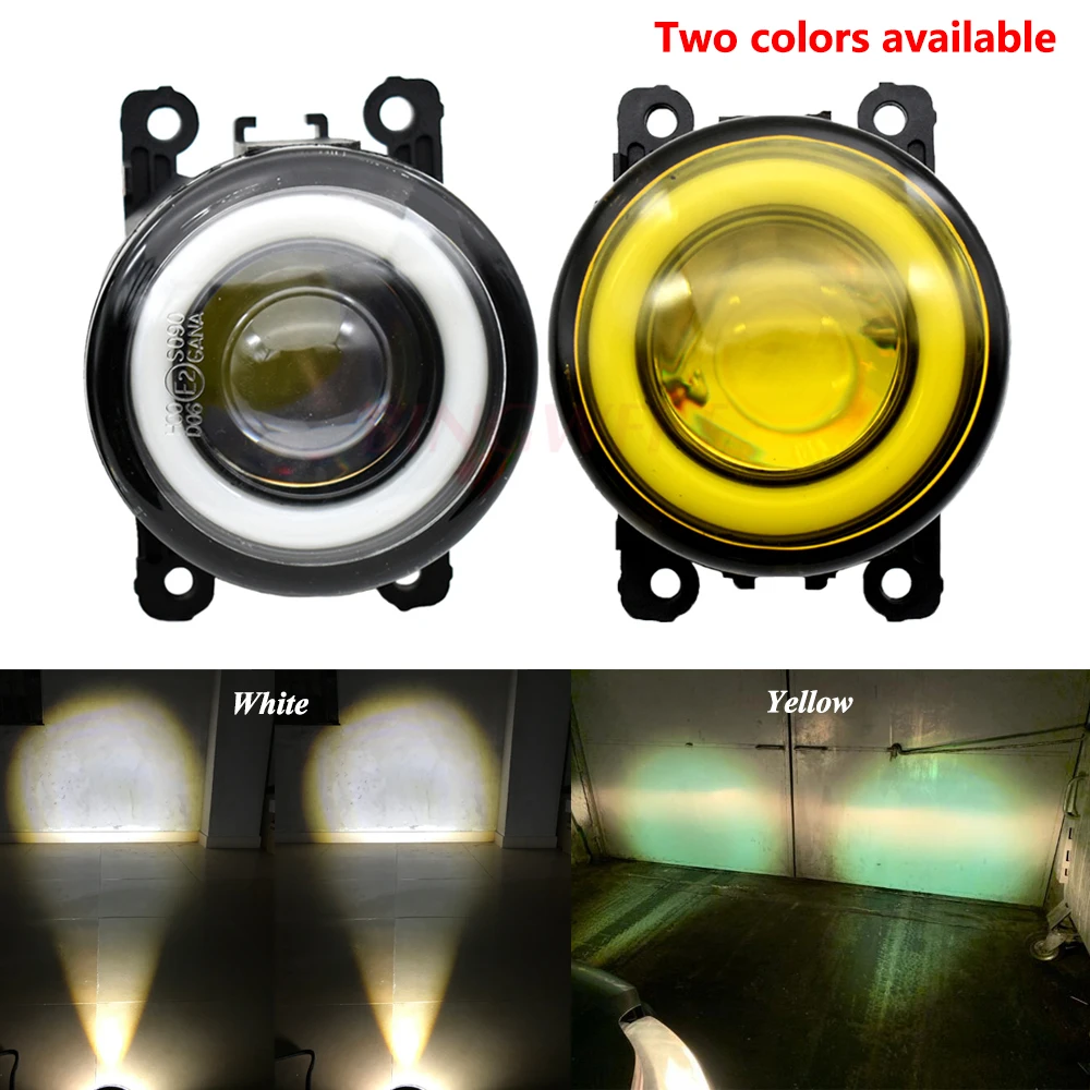 2pcs/pair (Left+Right) Angel Eye + LED Fog Lamps Fog Lights For Renault Megane 2/3 Duster Fluence Koleos Kangoo 2003-2015