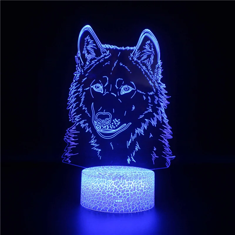 3D Wolf Lamp Night Light for Bedroom Decoration Lights Wolf Led Table Lamp Christmas Gifts for Kids Boy Birthday Holiday Present