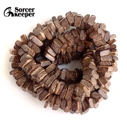 2 Strands 5mm Brown Color Coconut Shell Wood Square Shape Spacer Loose Beads 15.5