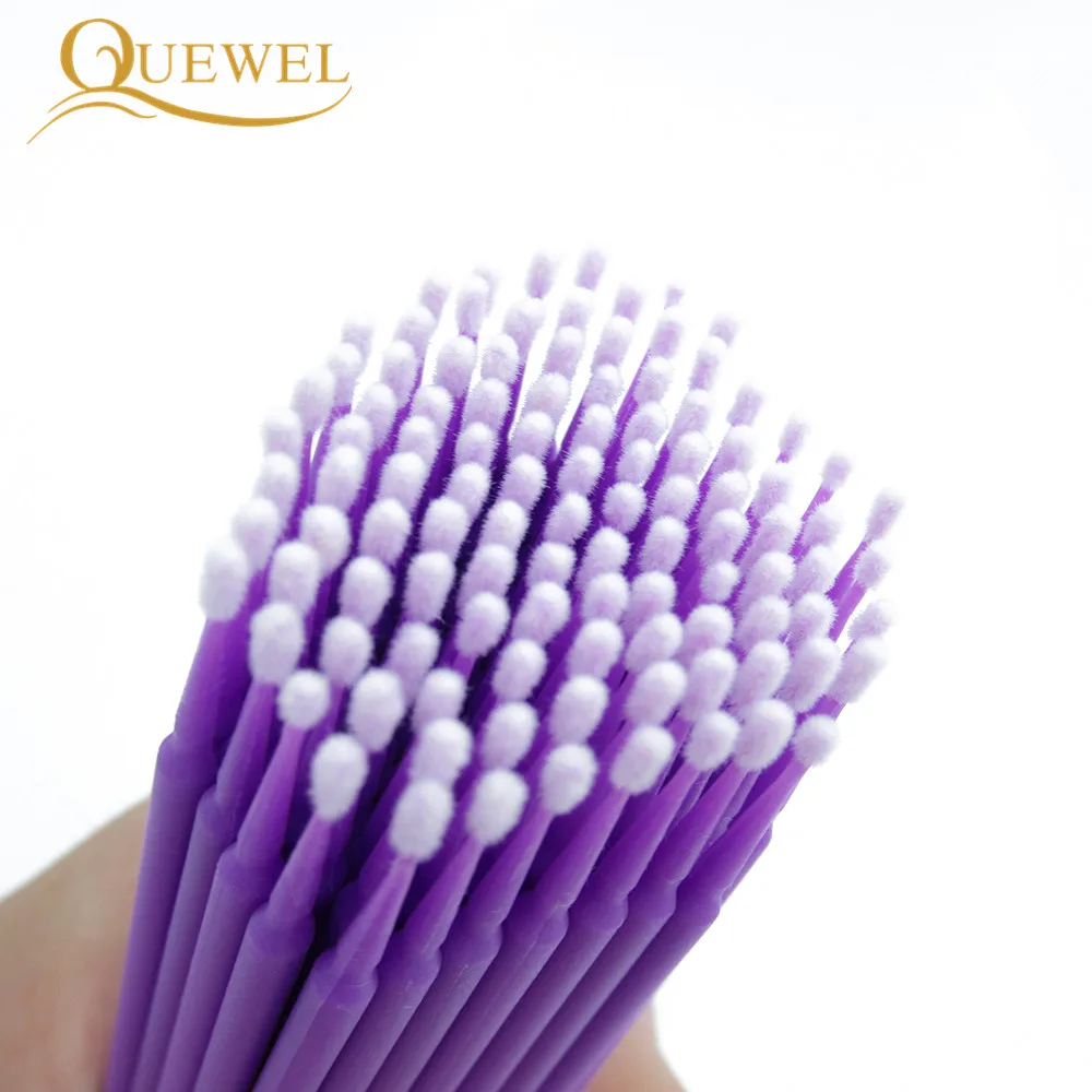 Quewel 100 قطعة/الحقيبة فرش رمش تمديد دائم مايكرو ماكياج سهل الإزالة فرشاة الفردية التطبيق ماسكارا إزالة أدوات