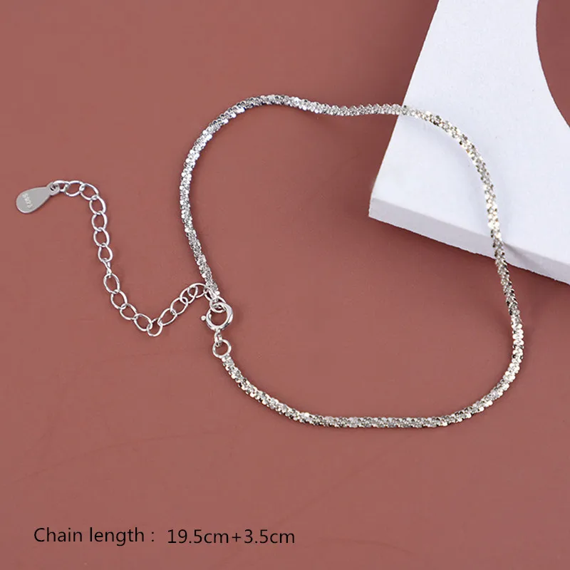 Buyee 925 Sterling Silver Fashion Anklets Beach Anklet Popcorn Chain Simple Sweet Anklets for Women Girl Fine Jewelry Chain