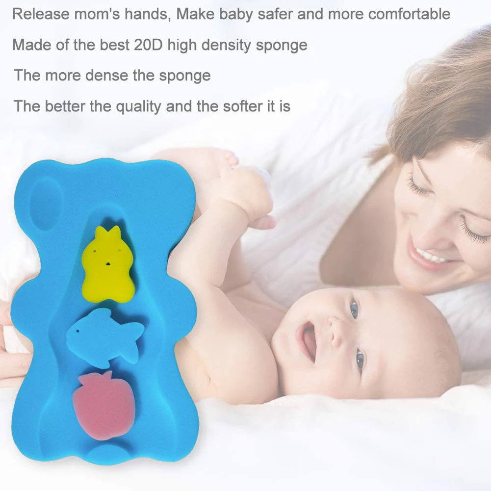 New Baby Shower Portable Air Ultra-soft Baby Bathing Sponge Mat Anti-slip Pad Infant Newborn Washing Cushion Safety Bath Seat