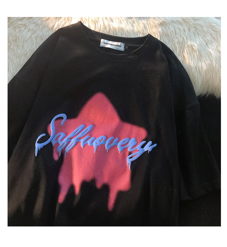 Melting Stars Letters Casual Short Sleeve T-shirt Female 2021 Summer New Cartoon Street Fashion Super T-shirt Semi-sleeved