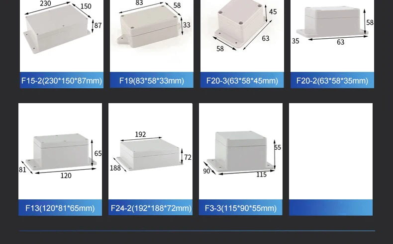 Wall Mounted Outdoor Gray Plastic Enclosures Custom IP65 ABS Waterproof Electrical Junction Box Eith Ear Electrical Project Box