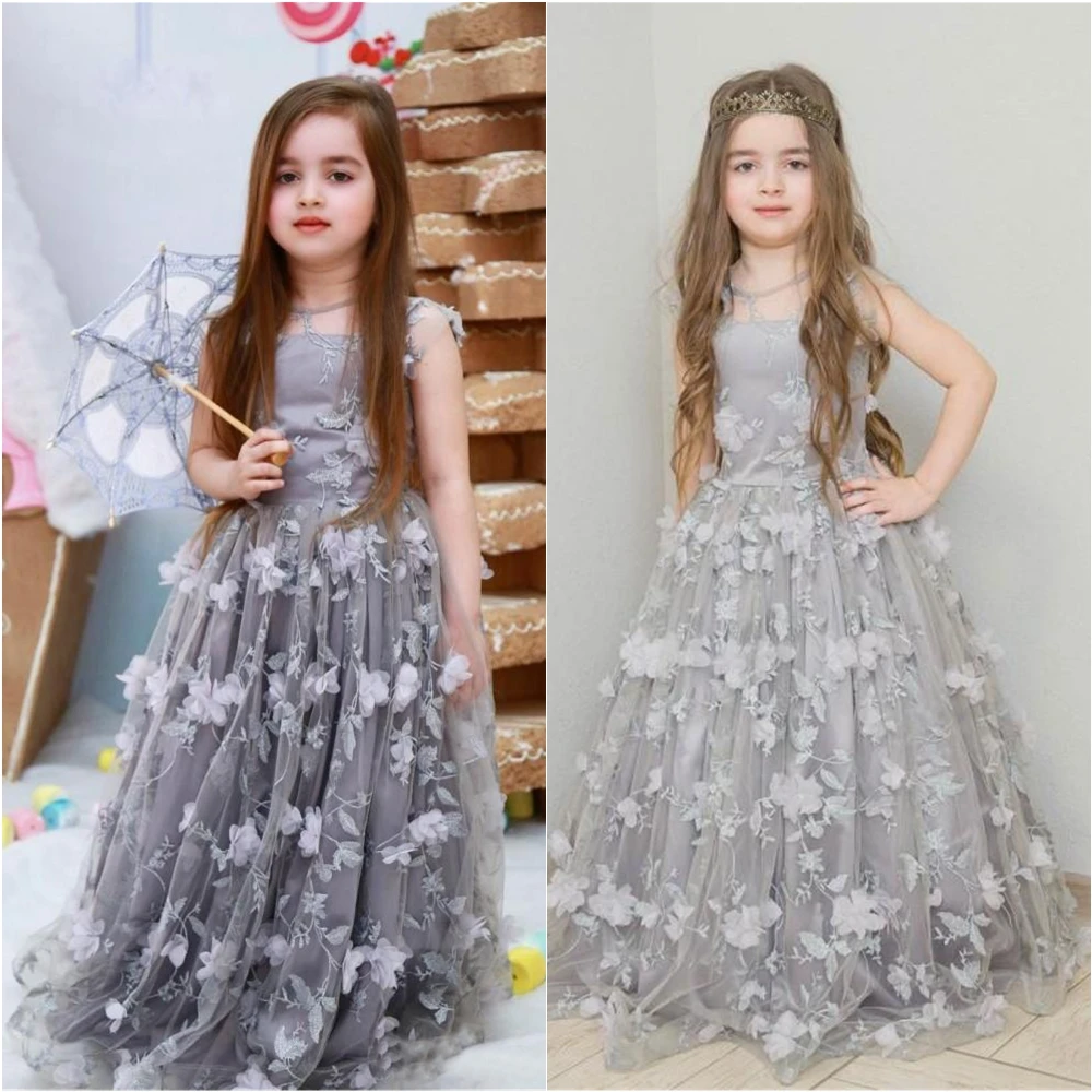 Vestidos de flores para niñas, ropa Formal para niños, cumpleaños, Navidad, boda, fiestas, eventos, desfile, flores hechas a mano, tul personalizado