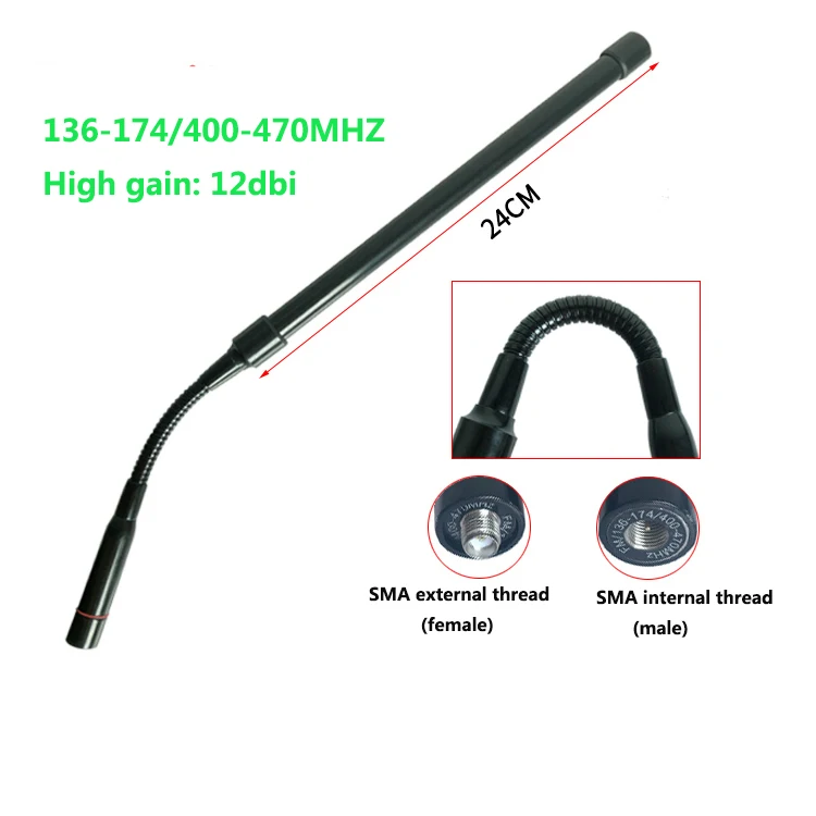 433MHZ antenna SMA male/female High gain 12dbi Bendable UV double segment antenna For Walkie talkie