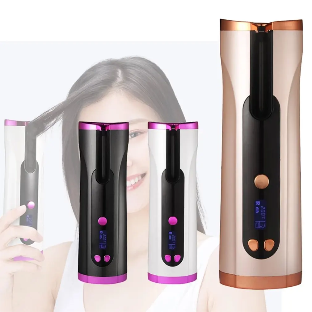 Rizador de pelo de cerámica automático, pinzas onduladas para el cabello, varita rizadora de aire inalámbrica por Usb, ondas de playa