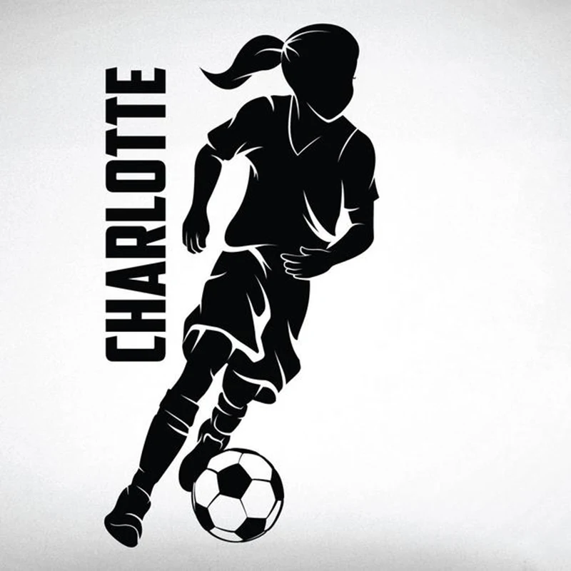 Custom name girls and boy soccer dribbling wall decal - 0272 - Home Decor - Wall Decor - Girls Soccer Ladies - Dribbling Y1-006