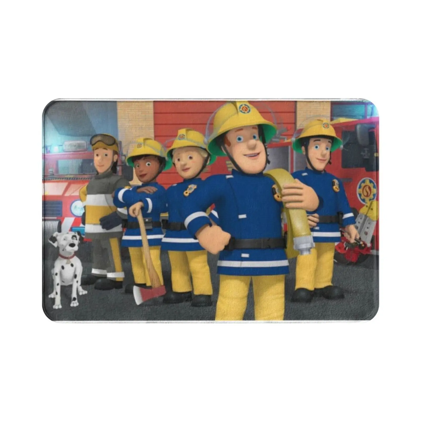 Fireman Sam Design Carpet Mat Rug Cushion Soft Non-Slip Fireman Sam Sam Kids Birthday Ponty Pandy Fireman Trolls World