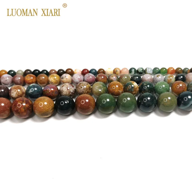 Fine AAA 100% Natural dark color Ocean Jasper Round Gemstone Beads For Jewelry Making  DIY Bracelet Necklace Earrings 4/6/8/10MM