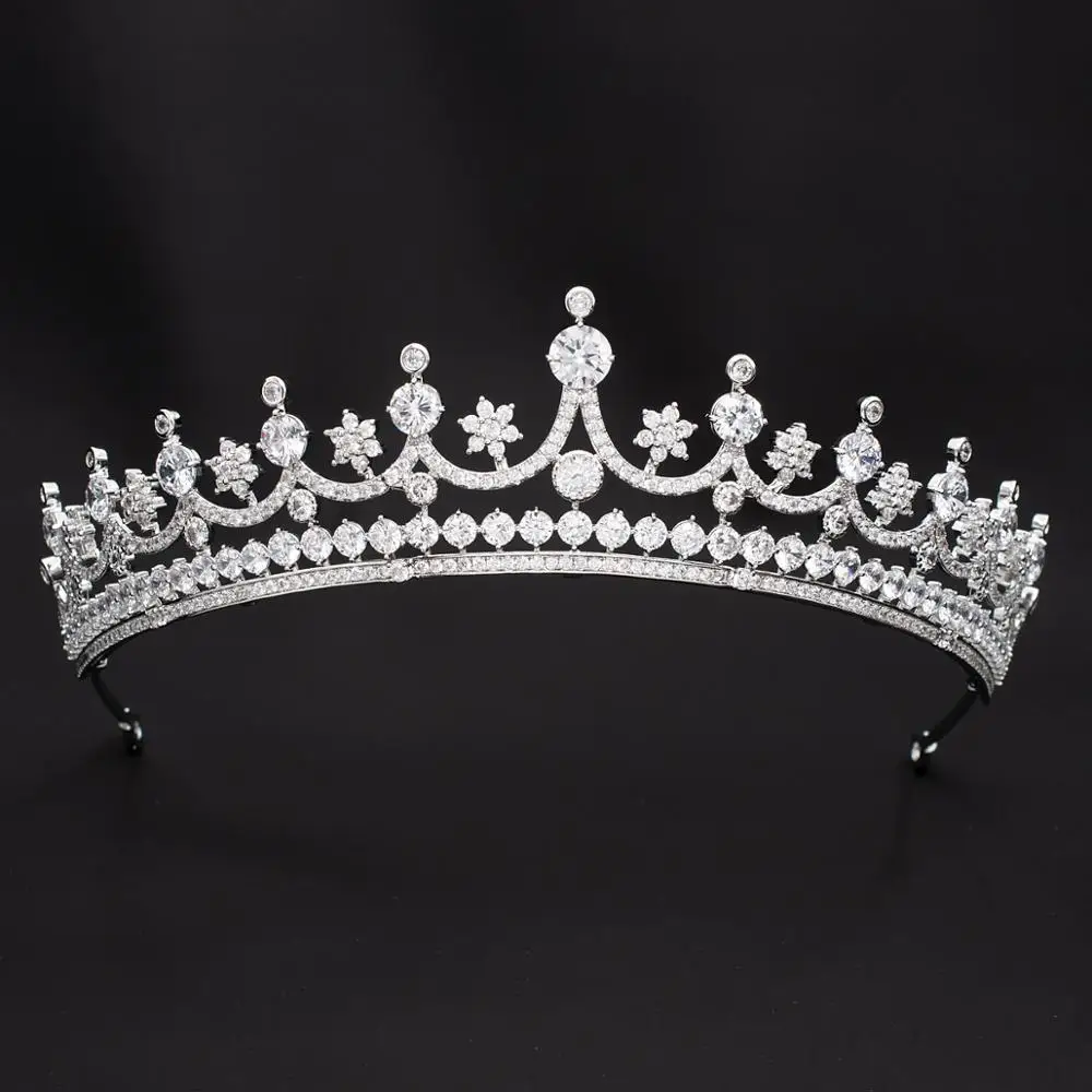 Classic Design Cubic Zirconia Princess Tiara Diadem for Bridal Wedding Hair Jewelry Accessories Hairpieces CH10342