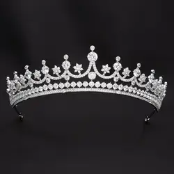 Classic Design Cubic Zirconia Princess Tiara Diadem for Bridal Wedding Hair Jewelry Accessories Hairpieces CH10342