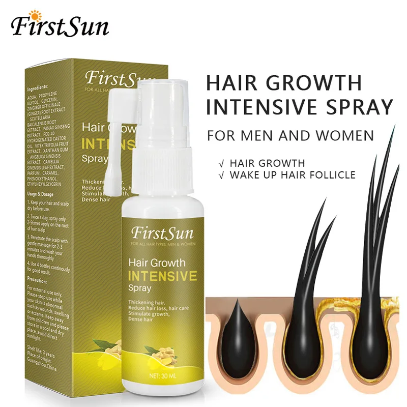 

Firstsun Fast Hair Growth Spray Treatment Serum 30ML Anti-Hair Loss Liquid Prevent Baldness Nourish Dense Hair Roots Regrowth