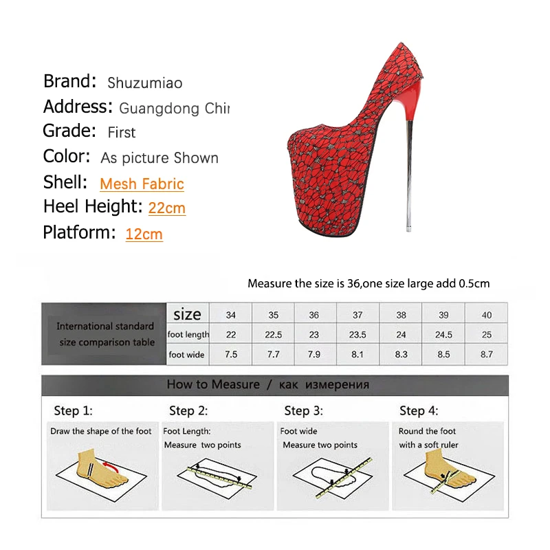 Shuzumia Scarpe 2020 Del Merletto Donna Pompe delle Donne Più Il Formato A Spillo In Metallo 22cm Super-Alti Della Piattaforma Impermeabile