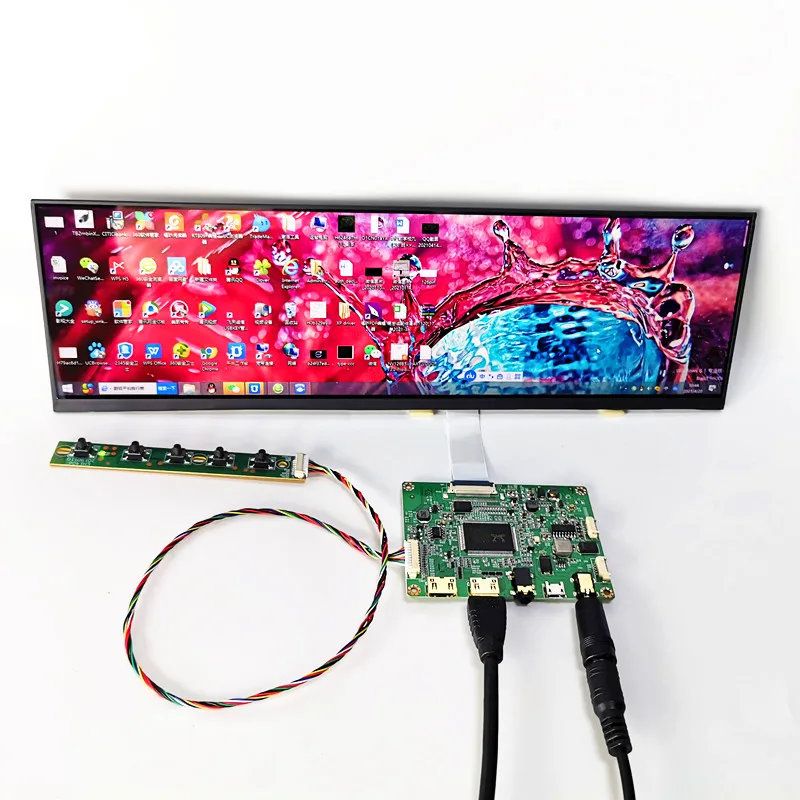 Kit de módulo de exibição capacitiva touch, 12.6 polegadas, 1920*515, tira lcd, compatível com hdmi, publicidade, raspberry pi, carro, módulo lcd