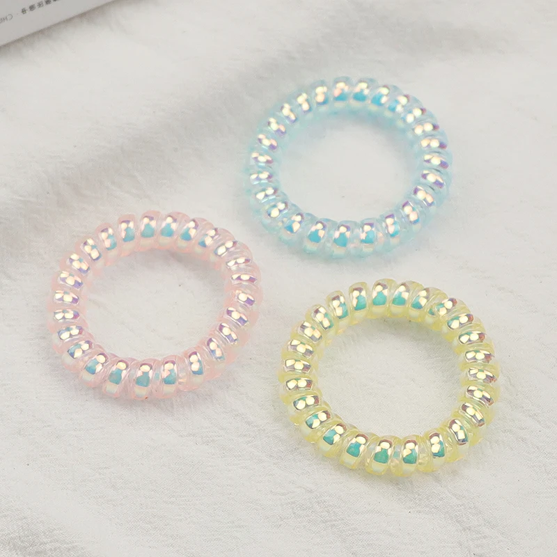8pcs/Lot New Telephone Cord Elastic Ponytail Holders Girls Women Hair Ring Accessories Fashion Gradient Texture Hot Tie Gum