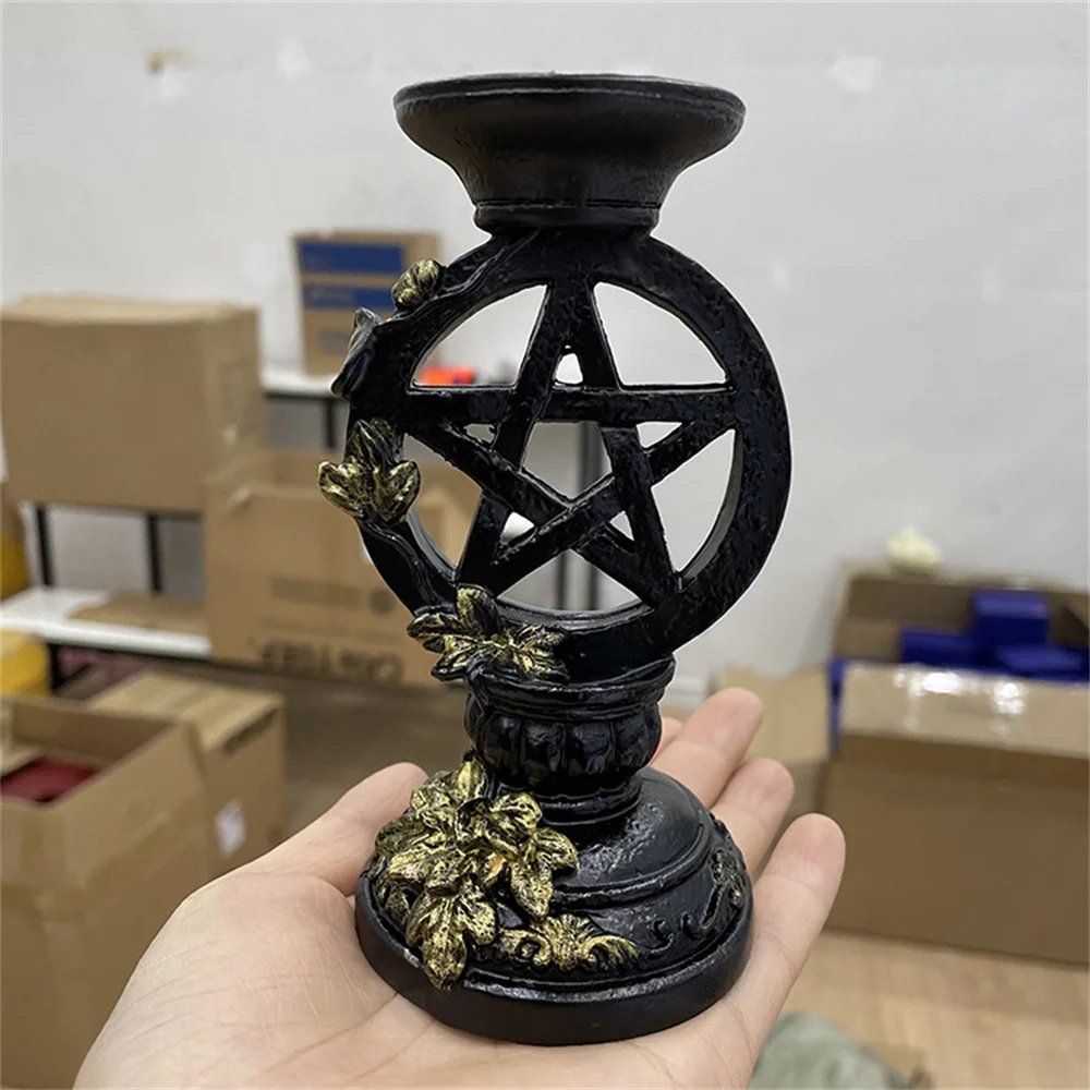 Pentagram Relief Flower Resin Crystal Ball Base Ornament Magic Energy Ball Display Pedestal Suitable for 6-8cm Ball