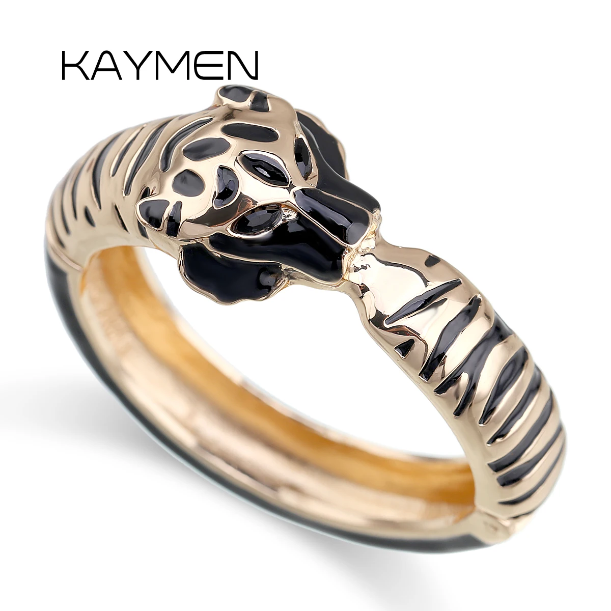 KAYMEN All Seasons Women and Girls Bracelet Cuff Bracelet for Party Wedding Gold Plated Animal Enamel Tiger Bracelet Jewelry