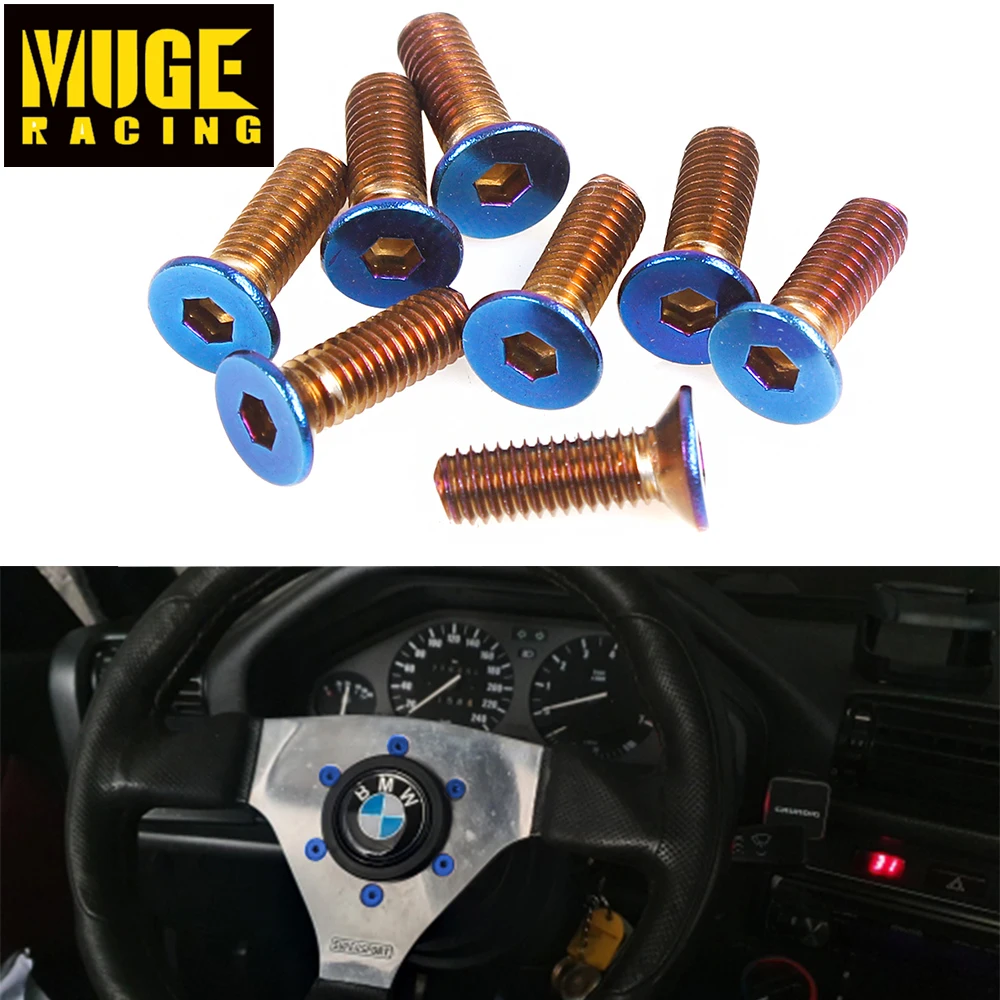 New 6Pcs/Lot Burnt Titanium Steering Wheel Flat Head Bolts Fit A Lot Of Steering Wheel Works Bell Boss Kit RS-QRF022