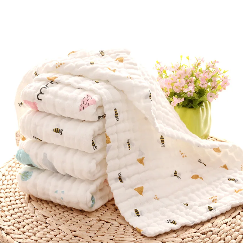 Baby Bath Towel Comfy Muslin Burp Cloths Large 100% Cotton Hand Washcloths 6 Layers Absorbent and Soft