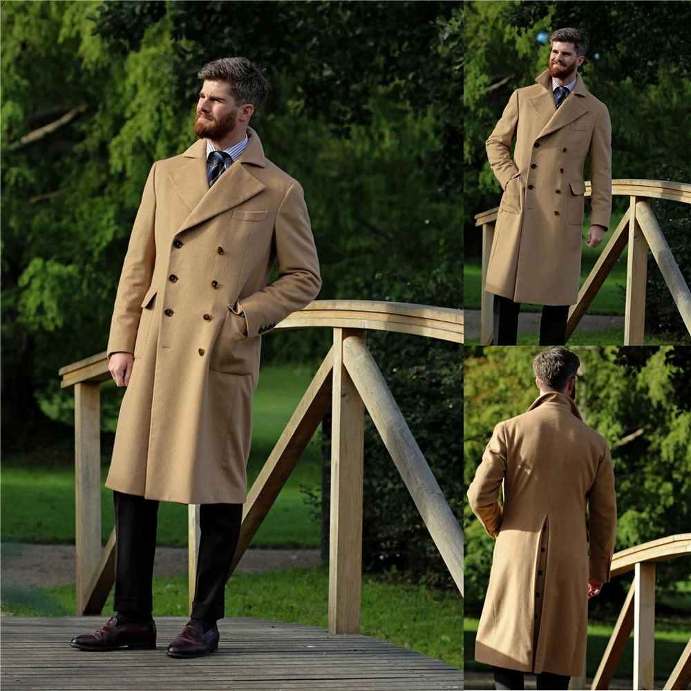 Winter Formal Business Mens Long Coat Suits High Quality Warm Men Tuxedos Mens Prom Dinner Blazer Suit Only One Jacket