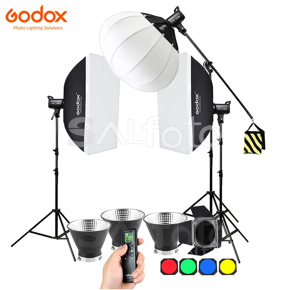 Godox SL100Bi Bi-color / SL100D White LED Video Light Kit SL100 100W CRI96+ Photo Studio Continuous Lighting Softbox Stand Set