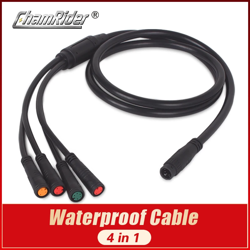 Julet 1 to 4 Wiring Harness Main Cable Waterproof Wire For Electric Bike Throttle LCD Brake Waterpoof Connector