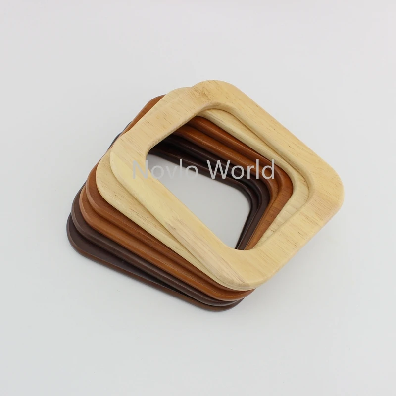 4-10 Pieces,4 colors 15*13cm Solid Wood square shaped handles for bags,Wooden Purse Hand Bag Handles