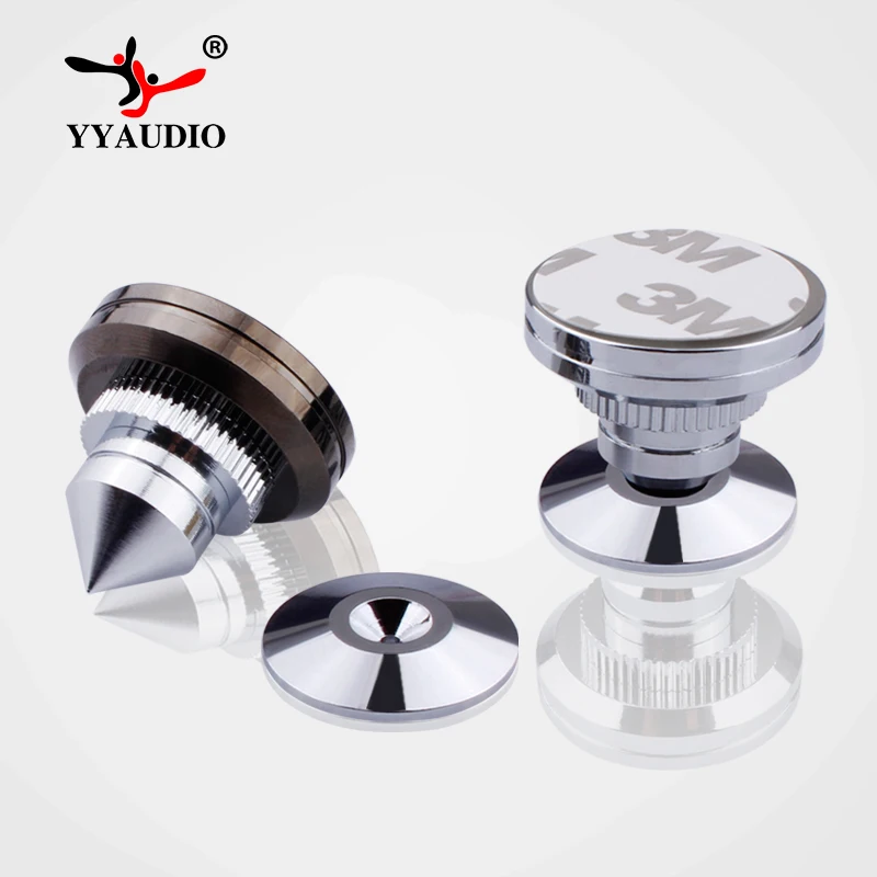 4pcs HiFi Audio Speaker Spike Solid Steel Isolation Speaker Stands Feet Brass Cone CD Amplifier Stand Pad Base Pads Shock Pads