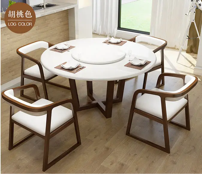 

solid wooden Dining Room Set Home natural marble top minimalist modern dining table and 4 chairs mesa de jantar muebles comedor