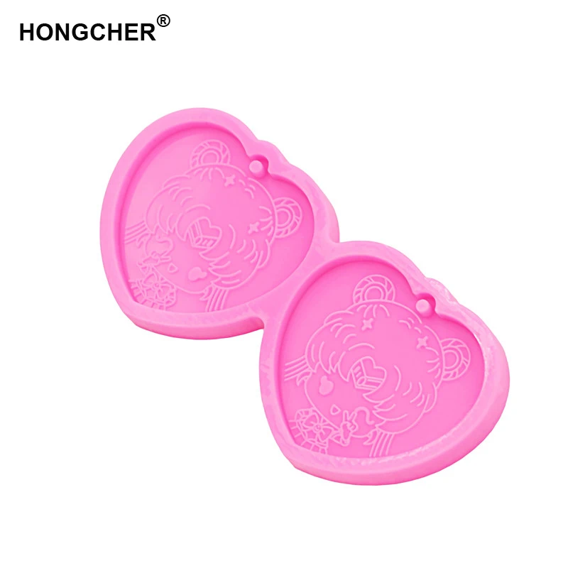 New Girl Shiny Earring Pendant Keychain Silicone Mould Painting Anime Silicone Mold Jewelry Making Polymer Clay Epoxy Molds