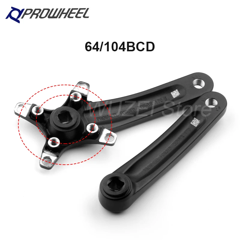 Prowheel 170/175mm Bicycle Crankset MTB Bike Crank 104/64BCD Crank Sprocket 32T 34T 36T 38T Oval Chainring Plates