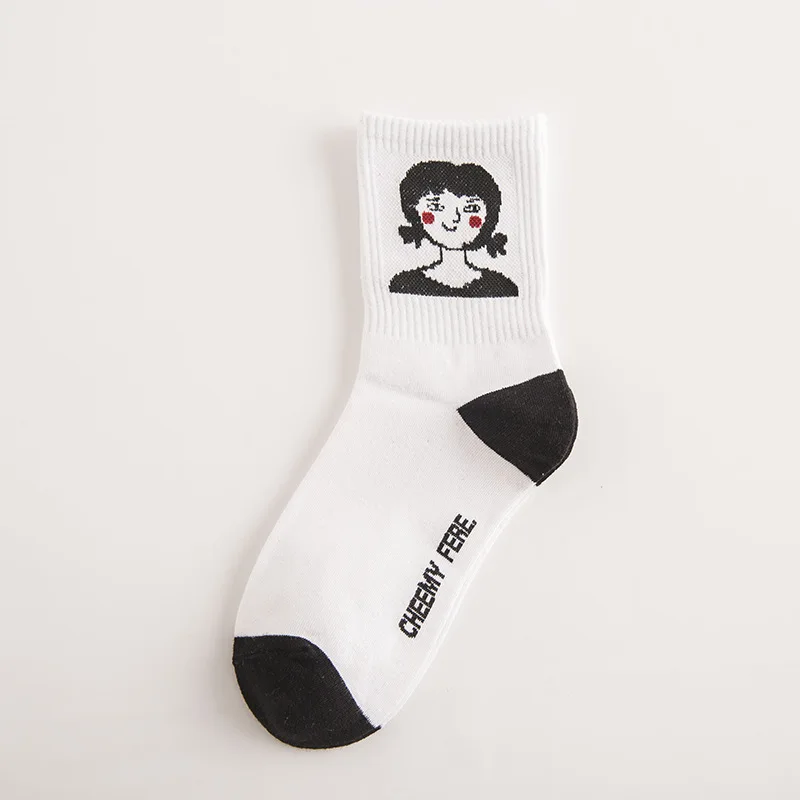 Calcetines largos de algodón con estampado de grafiti para mujer, medias creativas de estilo Harajuku con personajes de Avatar